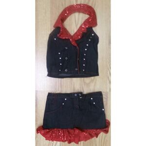 Dance Costume LC Red Dance Galaxy Jazz Tap Clogging Musical Theater 2 pc